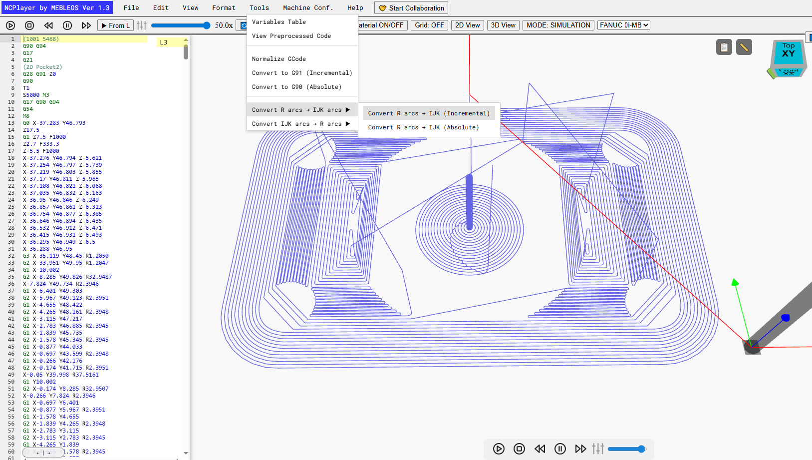 NCPlayer - Convert Arcs R to IJK